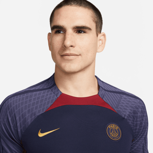 Nike Paris Saint-Germain Strike SS Top - Blackened Blue Club Replica Closeout Blackened Blue/Gold Suede Mens Large - Third Coast Soccer