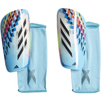 Adidas X League Shinguard -  White/Bright Cyan/Black Adult Shinguards Small White/Bright Cyan/Black - Third Coast Soccer