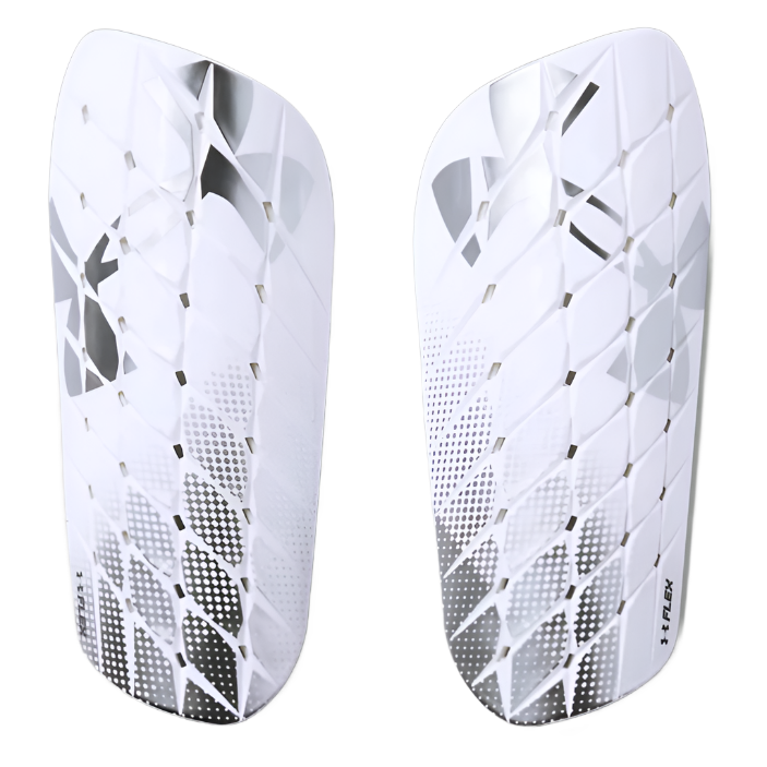 Under Armour Flex Shinguard - White/Silver Adult Shinguards White/Silver Small - Third Coast Soccer