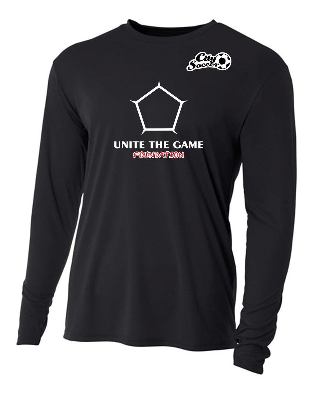A4 City Soccer Youth Long-Sleeve Performance Shirt - Black City Soccer - Third Coast Soccer