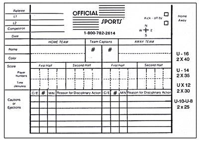 Official Sport Report Forms Referee Accessories One Size Fits All  - Third Coast Soccer