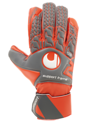 Uhlsport Aerored Soft SF Goalkeeper Glove - Dark Grey/Fluorescent Red/White Gloves 11  - Third Coast Soccer
