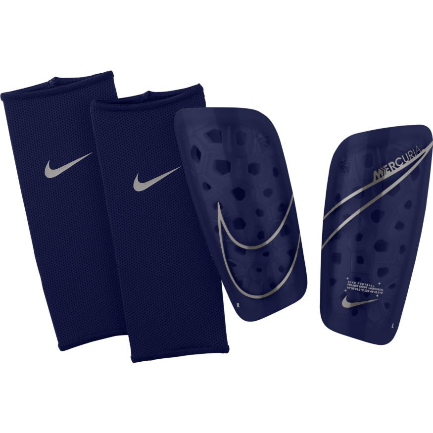 Nike Mercurial Lite Shinguard - Blue Void/Metallic Silver Adult Shinguards   - Third Coast Soccer