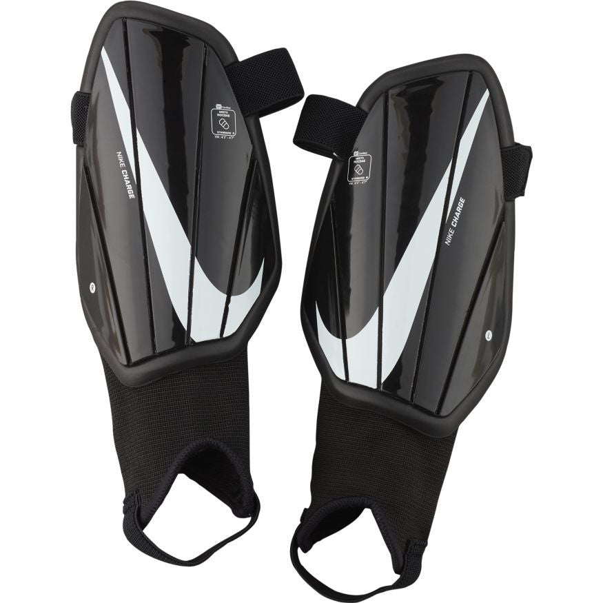 Nike Youth Charge Shinguard - Black/White Youth Shinguards - Third Coast Soccer