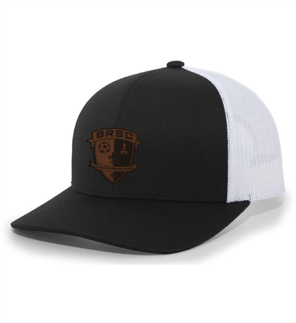 TCS BRSC Premium Flex-Fit Trucker Hat BRSC Spiritwear Black/White Leather Patch - Third Coast Soccer