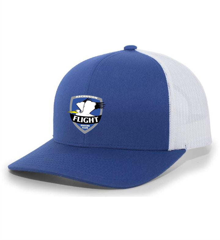 TCS AFSC Flex-Fit Premium Trucker Hat AFSC Spiritwear Full Color Patch Royal/White - Third Coast Soccer