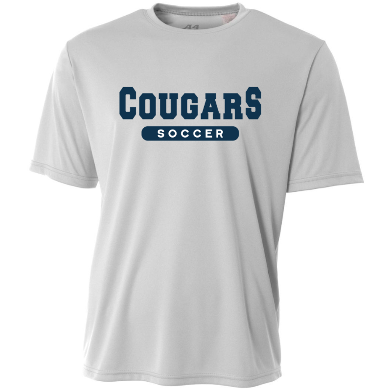 A4 St. Thomas More Men's Short-Sleeve Performance Crew Shirt STMB 23 Silver Mens Small - Third Coast Soccer