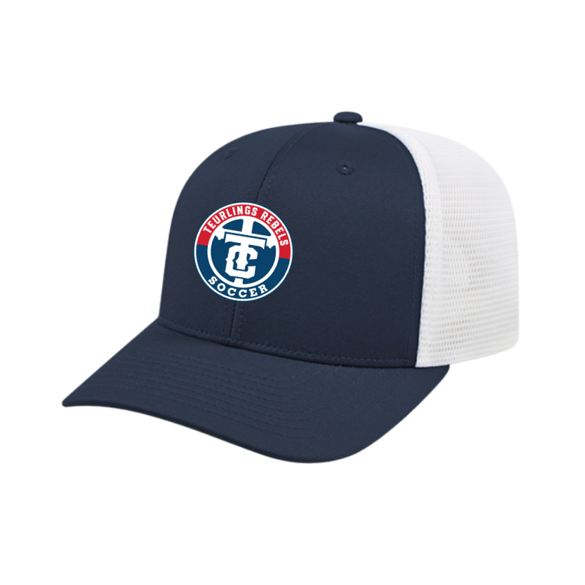 Teurlings Catholic Flexfit Premium Trucker Hat Teurlings Navy/White - Third Coast Soccer
