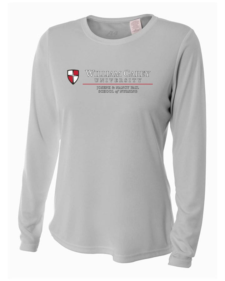 WCU School Of Nursing Women's Long-Sleeve Performance Shirt WCU Nursing Silver Grey Womens Small - Third Coast Soccer