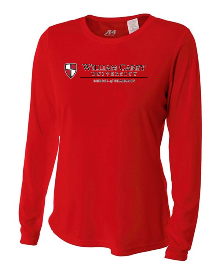WCU School Of Pharmacy Women's Long-Sleeve Performance Shirt WCU Pharmacy Red Womens Small - Third Coast Soccer