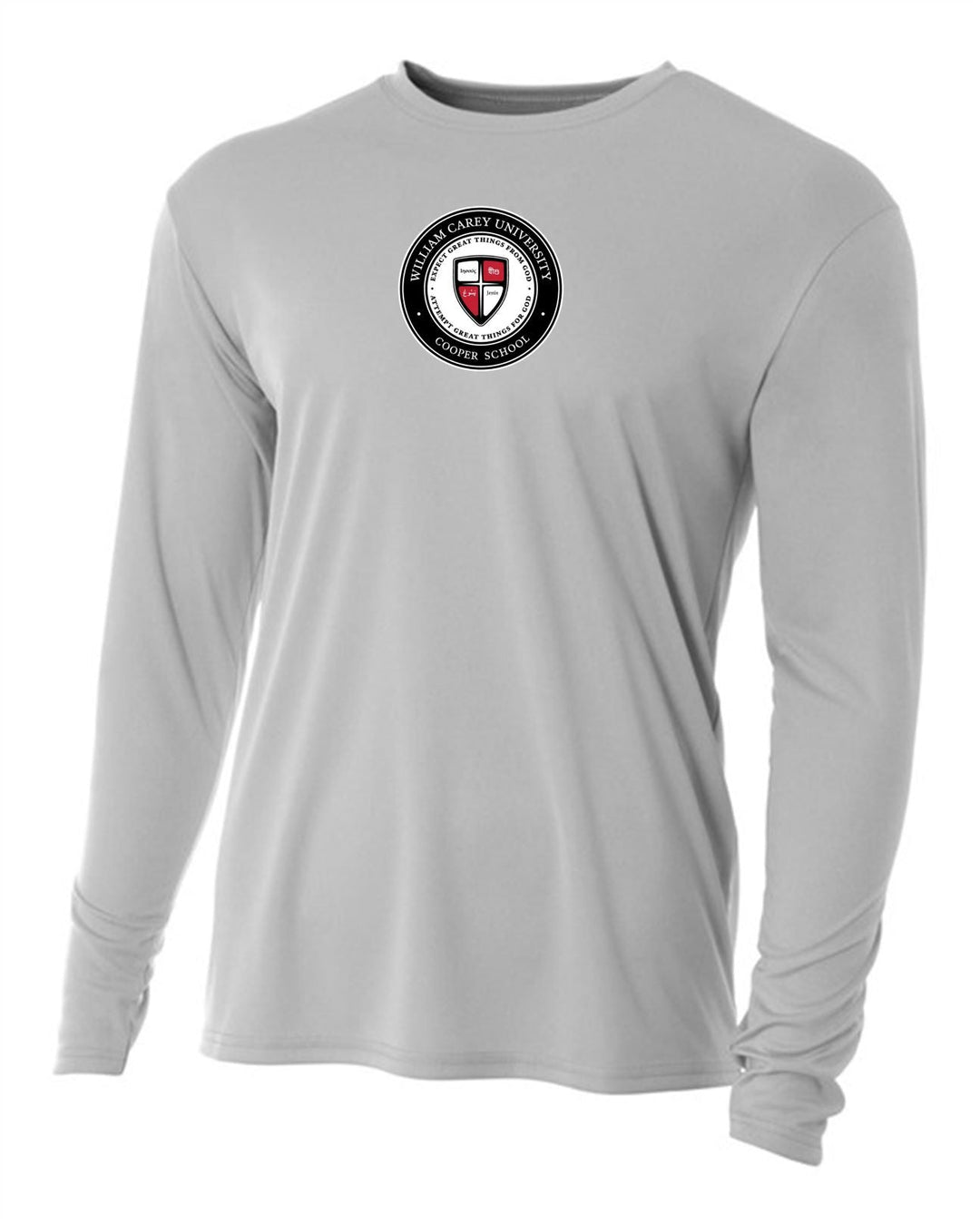 WCU Cooper School of Missions & Ministry Youth Long-Sleeve Performance Shirt WCU CSMM Silver Grey Youth Small - Third Coast Soccer