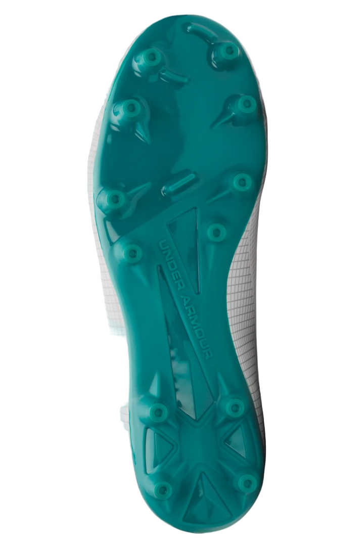 Under Armour Youth Shadow Select 2 FG - White/Grey/Teal Youth Footwear - Third Coast Soccer