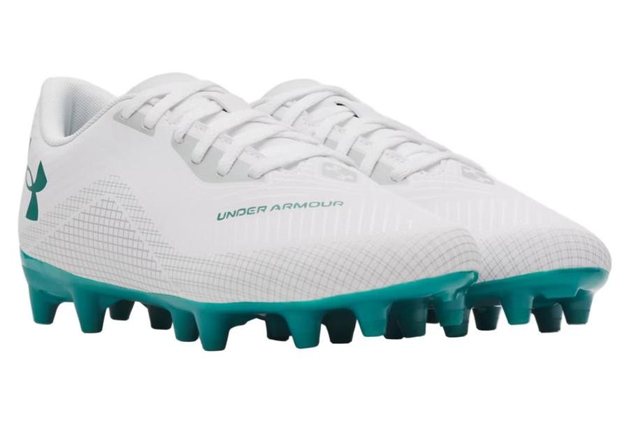 Under Armour Youth Shadow Select 2 FG - White/Grey/Teal Youth Footwear White/Halo Gray/Coastal Teal Youth 10 - Third Coast Soccer