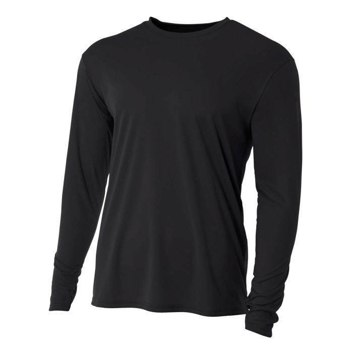 A4 Long Sleeve Cooling Performance Crew Training Wear Black Mens Small - Third Coast Soccer