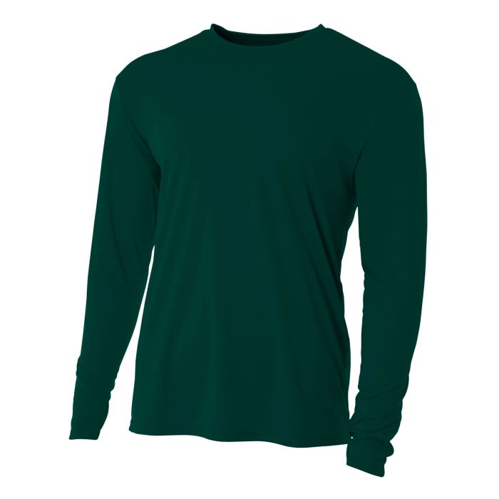 A4 Long Sleeve Cooling Performance Crew Training Wear Forest Mens Small - Third Coast Soccer