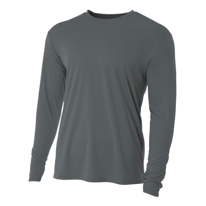 A4 Long Sleeve Cooling Performance Crew Training Wear Graphite Small - Third Coast Soccer