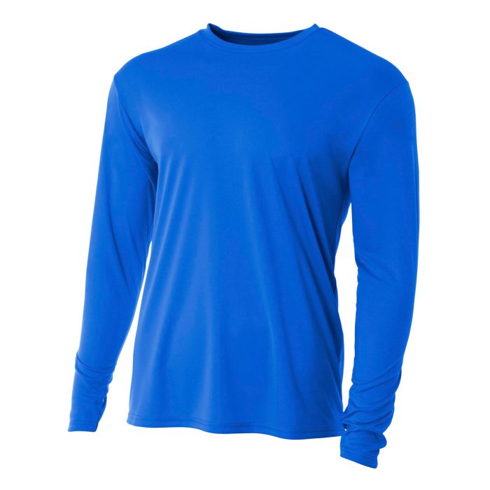 A4 Long Sleeve Cooling Performance Crew Training Wear Royal Mens Small - Third Coast Soccer