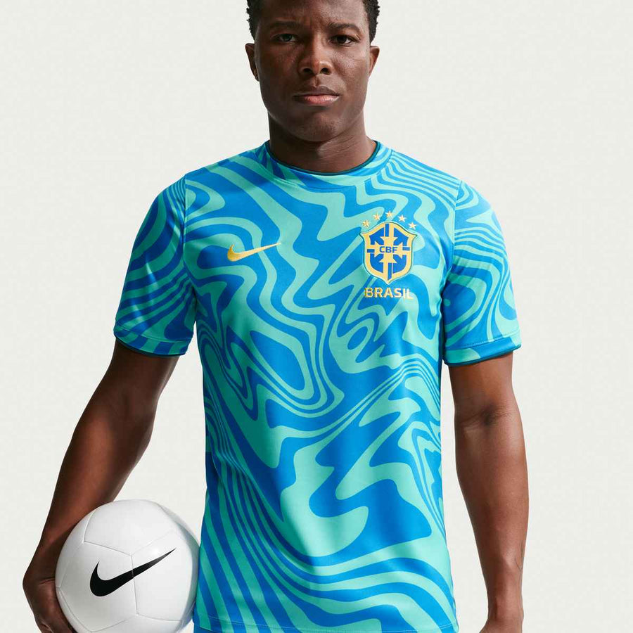 Nike CBF Brazil Academy Pro Pre-Match Top International Replica Light Menta/Light Photo Blue/Canary Mens Small - Third Coast Soccer