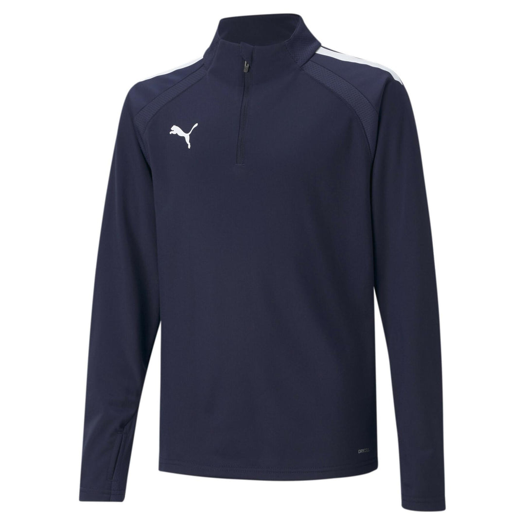 Puma Youth Team Liga 25 1/4 Zip Jacket - Peacoat/White Jackets   - Third Coast Soccer