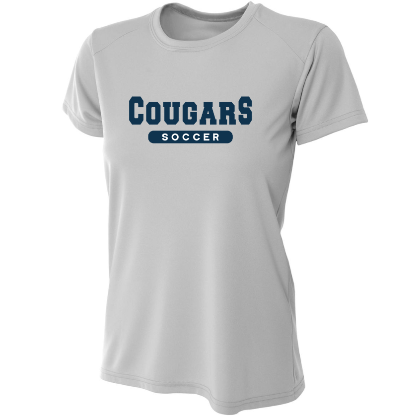 A4 St. Thomas More Women's Short-Sleeve Performance Crew - Navy and Silver STMB 23 Silver Womens X-Small - Third Coast Soccer