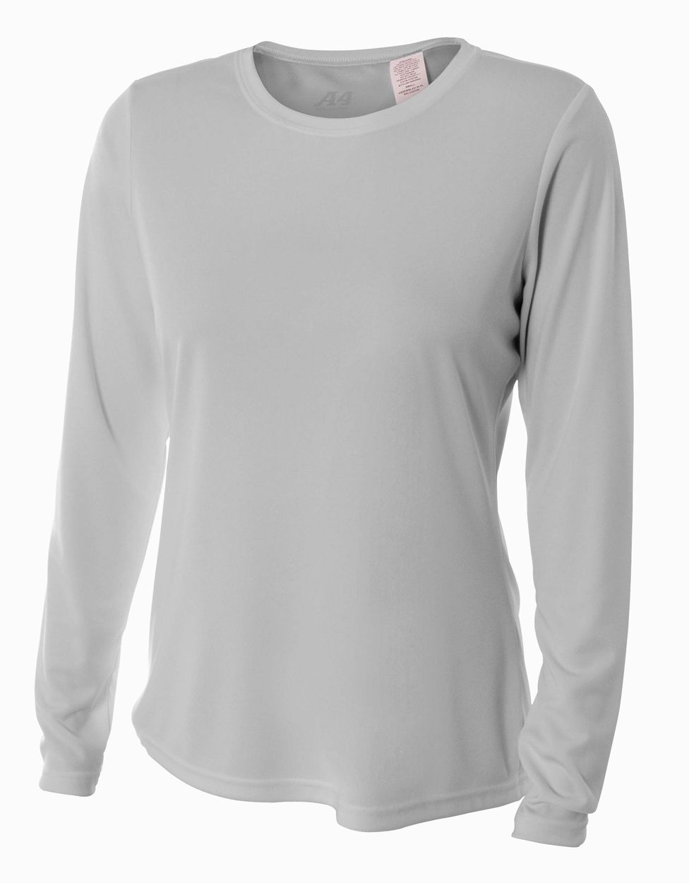 A4 Womens L/S Cooling Performance Crew Training Jersey Silver Womens X-Small - Third Coast Soccer