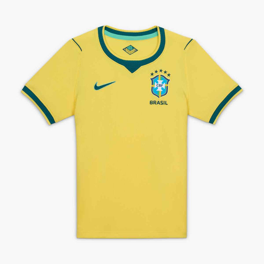 Nike Youth CBF Brazil Home Jersey 2026 International Replica Canary/Light Menta/Geode Teal Youth Small - Third Coast Soccer