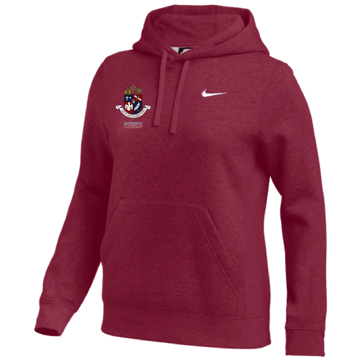 Nike Archbishop Hannan Women's Club Fleece Pullover Hoody Hannan Girls 24 Team Cardinal/White Womens X-Small - Third Coast Soccer