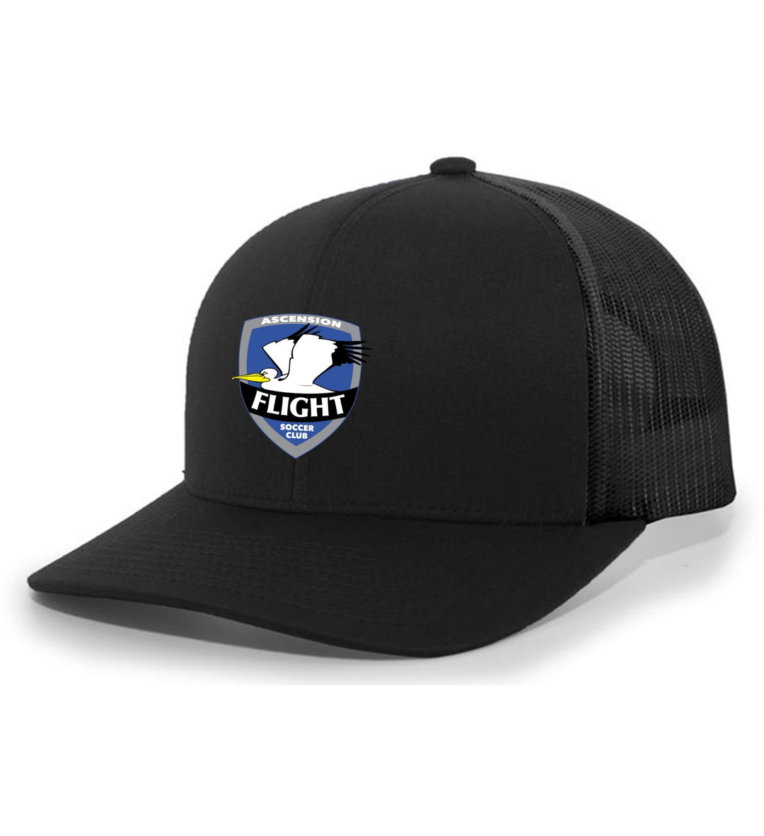 TCS AFSC Flex-Fit Premium Trucker Hat AFSC Spiritwear Black/Black Full Color Patch - Third Coast Soccer