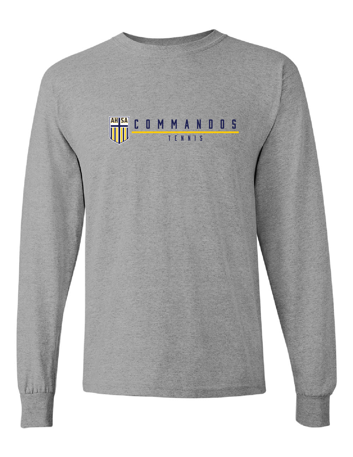 AHSA Tennis Long-Sleeve Performance T-Shirt AHSA Tennis Sport Grey Mens Small - Third Coast Soccer