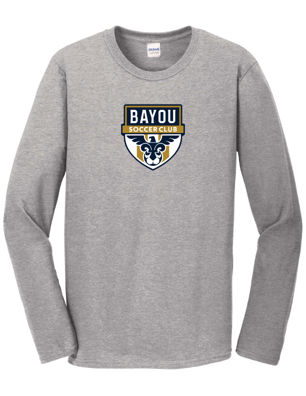 Bayou Soccer Club Long-Sleeve T-Shirt Bayou Soccer Club Spiritwear Sport Grey Youth Small - Third Coast Soccer