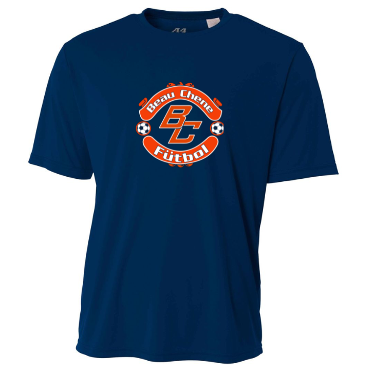 A4 Beau Chene HS Men's Short-Sleeve Performance Practice Shirt - Orange and Navy BCHS 24 Navy Mens Small - Third Coast Soccer