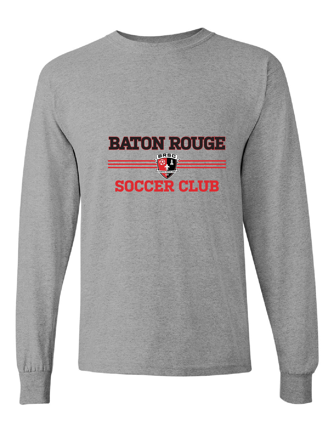 BRSC 3-Stripe LS T-Shirt BRSC Spiritwear Grey Youth XSmall - Third Coast Soccer
