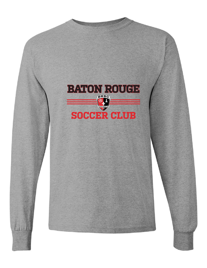 BRSC 3-Stripe LS T-Shirt BRSC Spiritwear Grey Youth XSmall - Third Coast Soccer