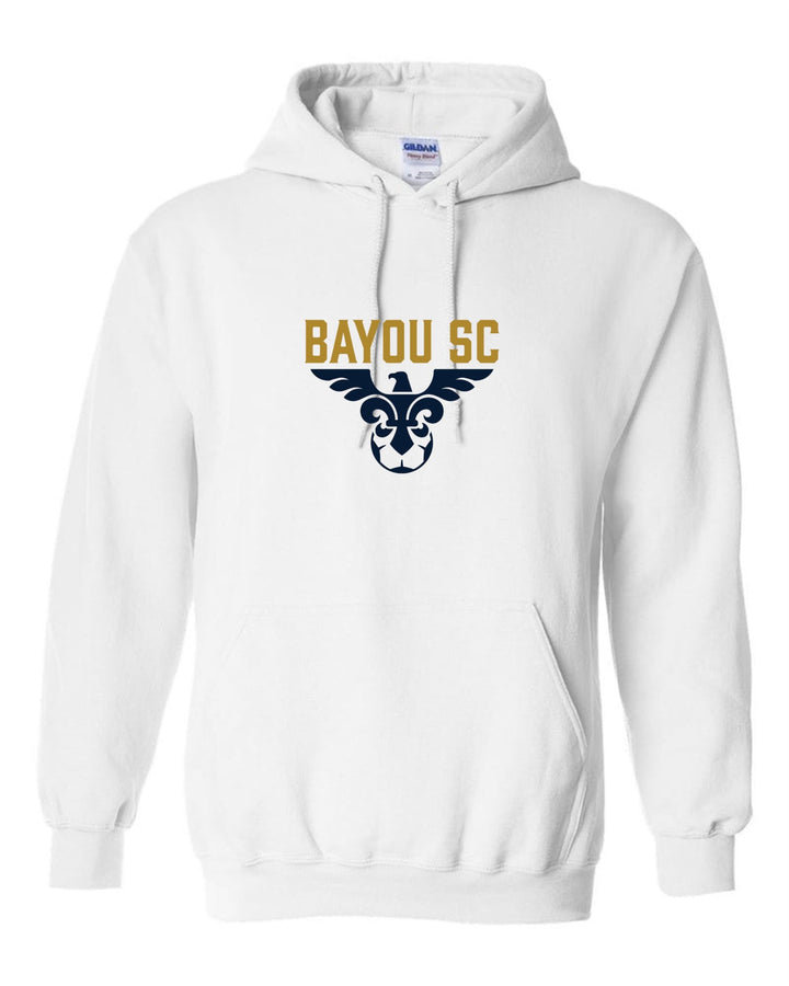 Bayou SC Blackhawk Hooded Sweatshirt Bayou Soccer Club Spiritwear White Mens Small - Third Coast Soccer