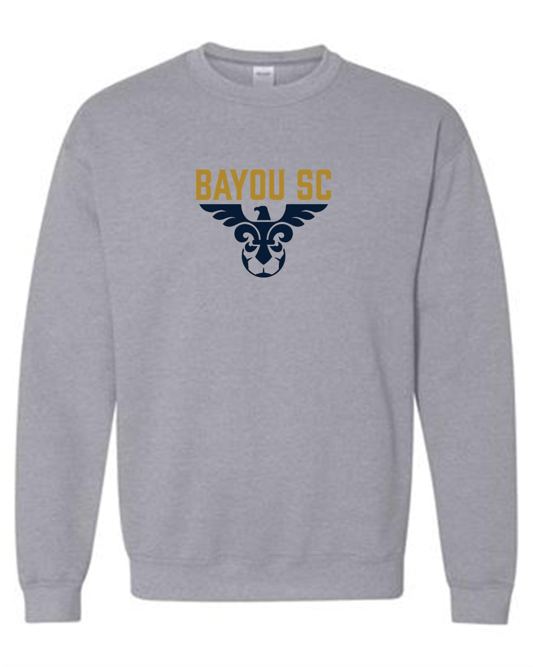 Bayou SC Blackhawk Crew Neck Sweatshirt Bayou Soccer Club Spiritwear Sport Grey Youth Small - Third Coast Soccer