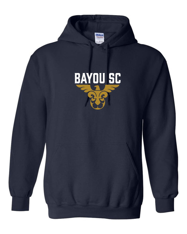 Bayou SC Blackhawk Hooded Sweatshirt Bayou Soccer Club Spiritwear Navy Mens Small - Third Coast Soccer