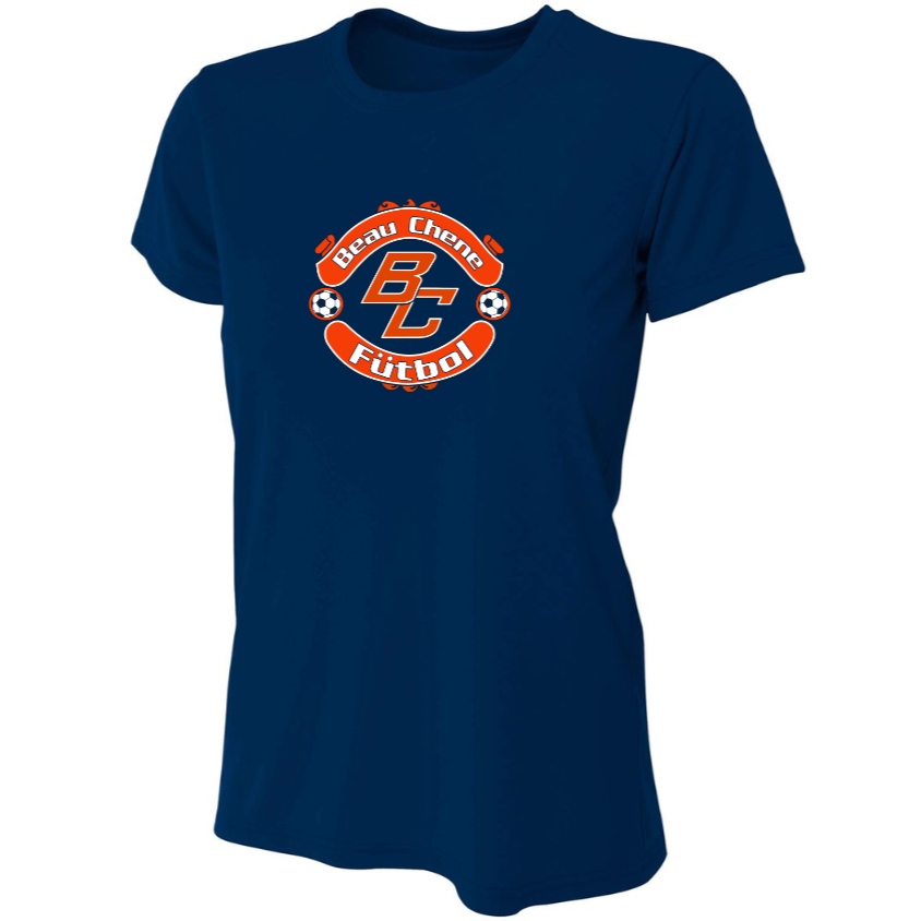 A4 Beau Chene HS Women's Short-Sleeve Performance Practice Shirt - Orange and Navy BCHS 24 Navy Womens Small - Third Coast Soccer