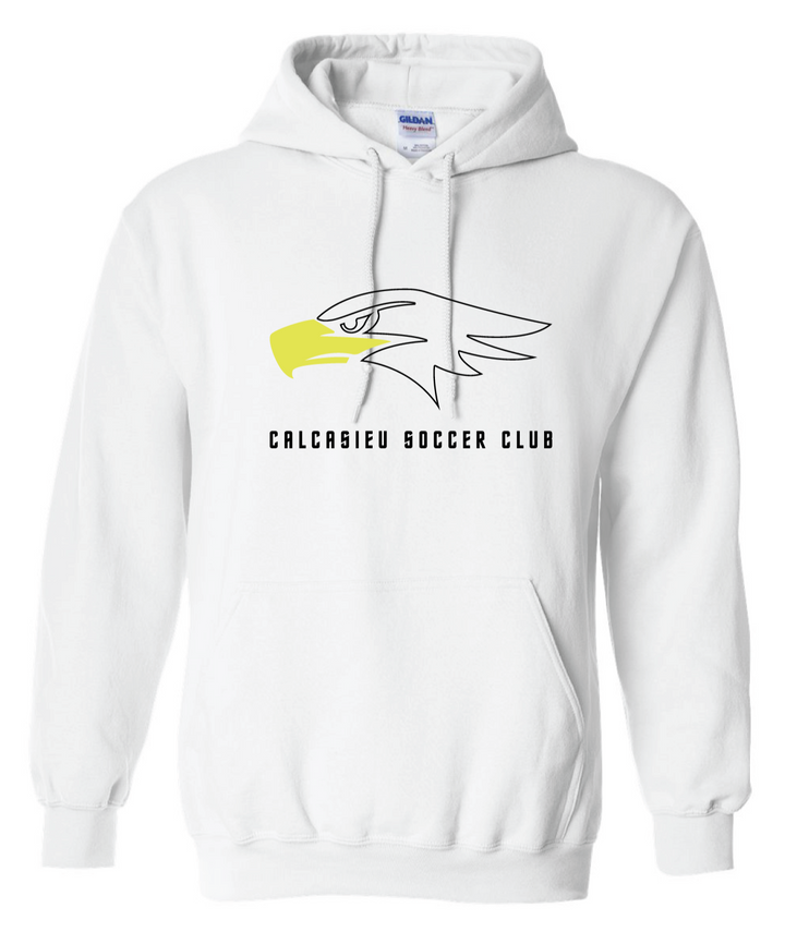 Calcasieu Soccer Club Eagle Logo Hooded Sweatshirt CSC Spiritwear White Youth Small - Third Coast Soccer