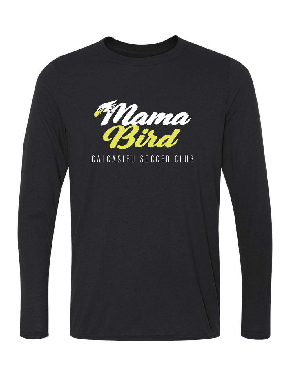 Calcasieu Soccer Club Mama Bird Long-Sleeve T-Shirt CSC Spiritwear Black Mens Small - Third Coast Soccer