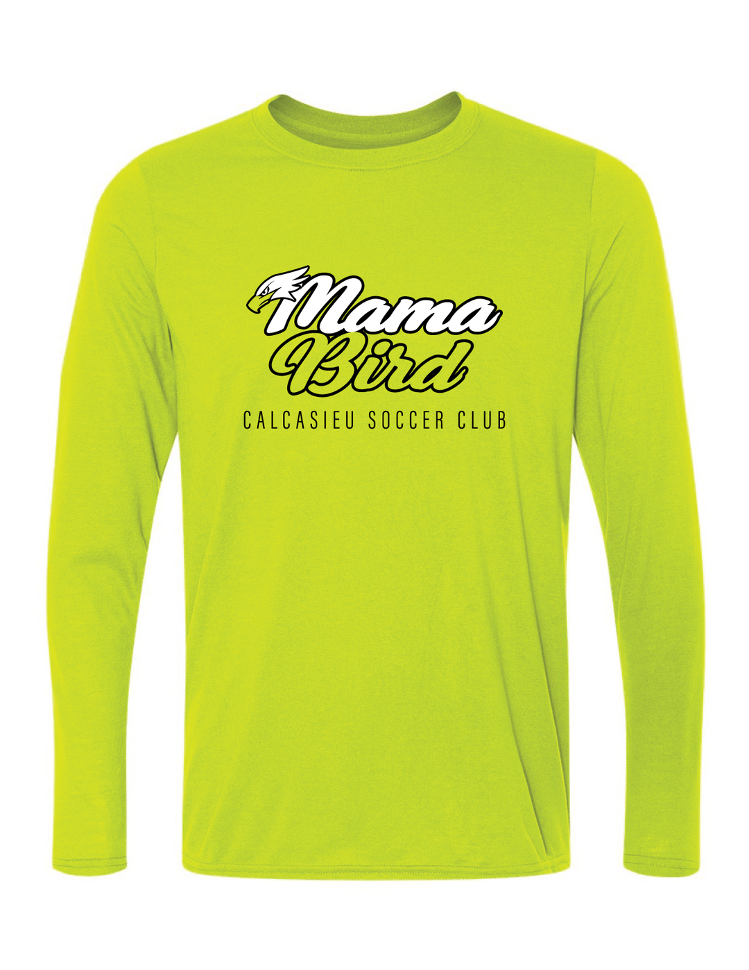 Calcasieu Soccer Club Mama Bird Long-Sleeve T-Shirt CSC Spiritwear Volt Mens Small - Third Coast Soccer