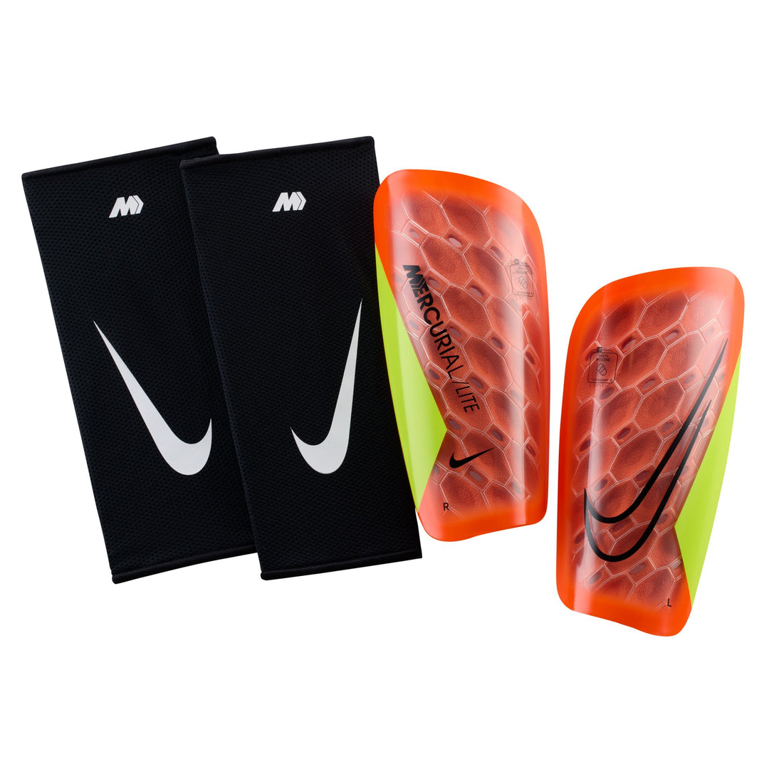 Nike Mercurial Lite Shinguard - Crimson/Volt/Black Adult Shinguards - Third Coast Soccer