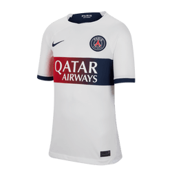 Nike Youth Paris Saint-Germain Away Jersey 23/24 Club Replica White/Midnight Navy Youth Small - Third Coast Soccer
