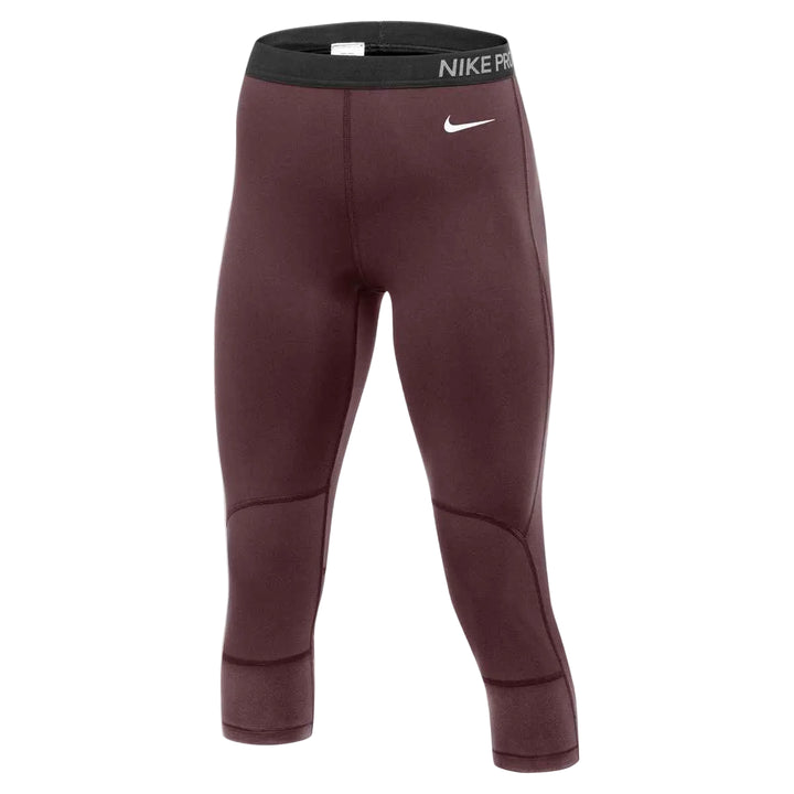 Nike Northlake Women's Pro HyperCool 3/4 Length Tights Northlake Christian School Team Dark Maroon/White Womens XSmall - Third Coast Soccer