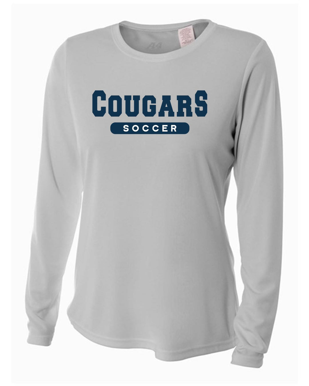 A4 St. Thomas More Women's Long-Sleeve Performance Crew - Navy and Silver STMB 23 Silver Womens X-Small - Third Coast Soccer