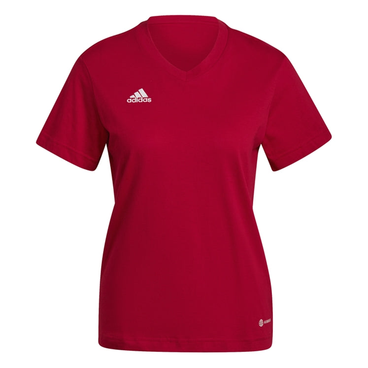 adidas Women's Entrada 22 Crew Neck Poly Tee - Red Training Wear   - Third Coast Soccer
