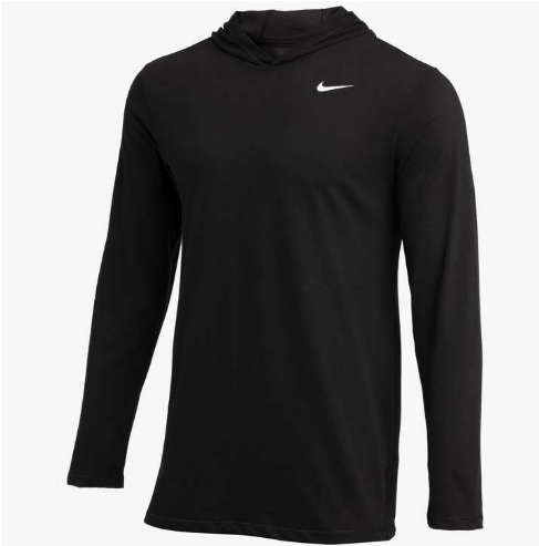 Nike Dry-Fit LS Hoodie Tee Training Wear Black/White Mens Small - Third Coast Soccer