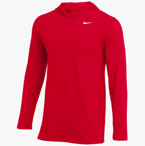 Nike Dry-Fit LS Hoodie Tee Training Wear University Red/White Mens Small - Third Coast Soccer