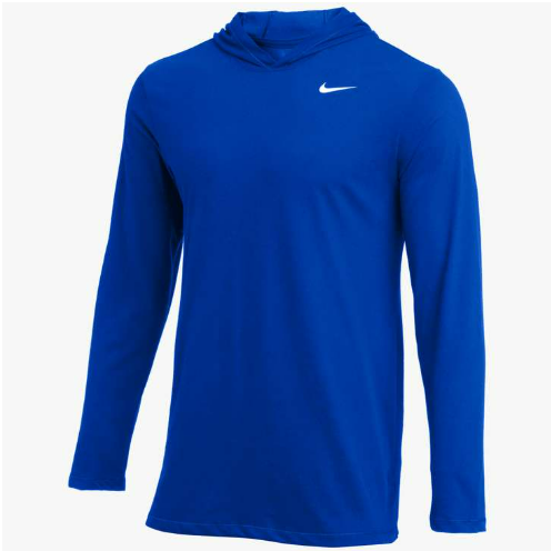 Nike Dry-Fit LS Hoodie Tee Training Wear Team Royal Blue/White Mens Small - Third Coast Soccer