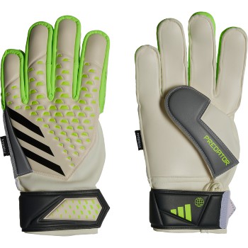 adidas Junior Predator Match Fingersave Goalkeeper Glove - White/Lucid Lemon/Black Gloves   - Third Coast Soccer