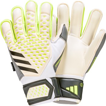 adidas Predator Match Fingersave Goalkeeper Glove - White/Lucid Lemon/Black Gloves   - Third Coast Soccer
